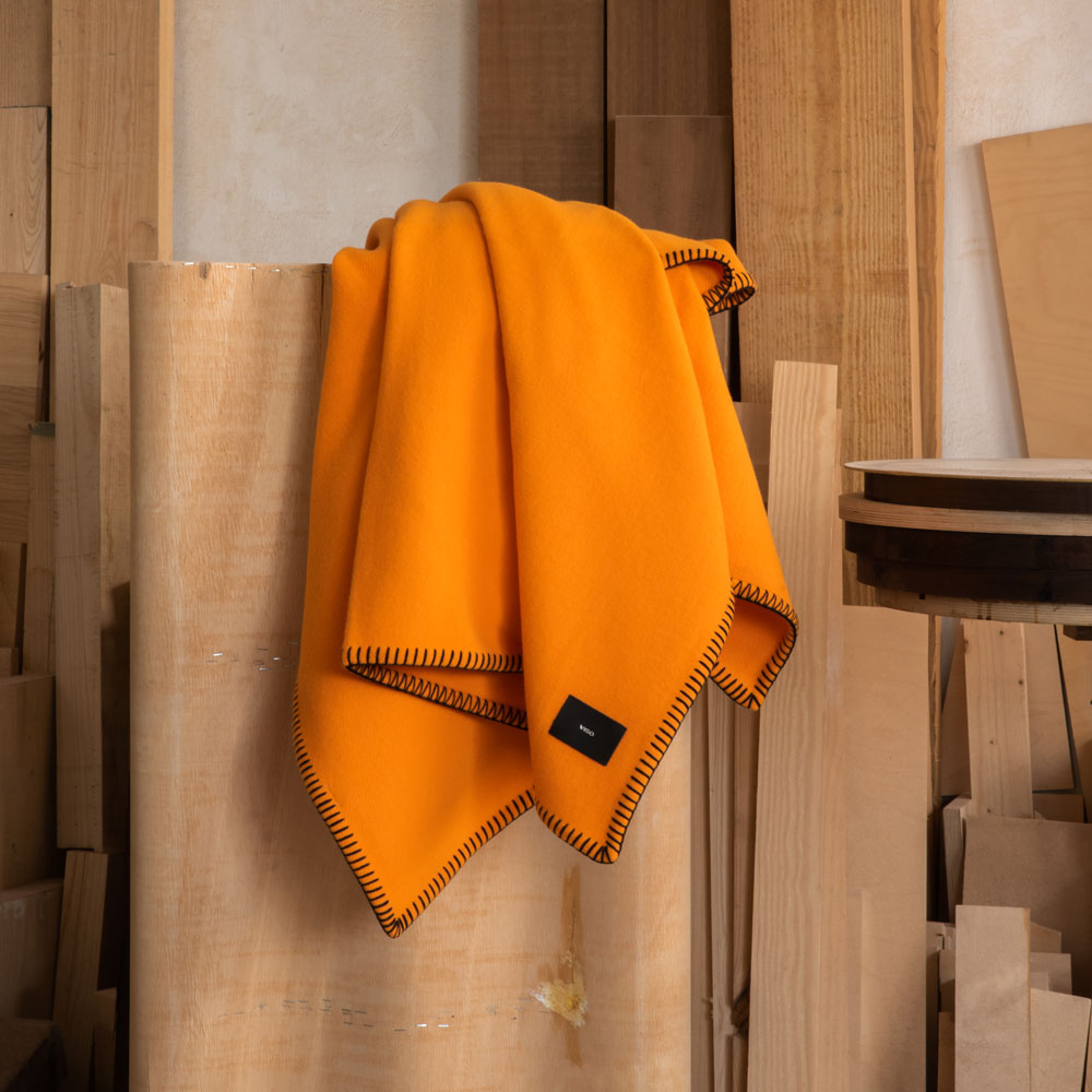 Orange and black Merino Blanket