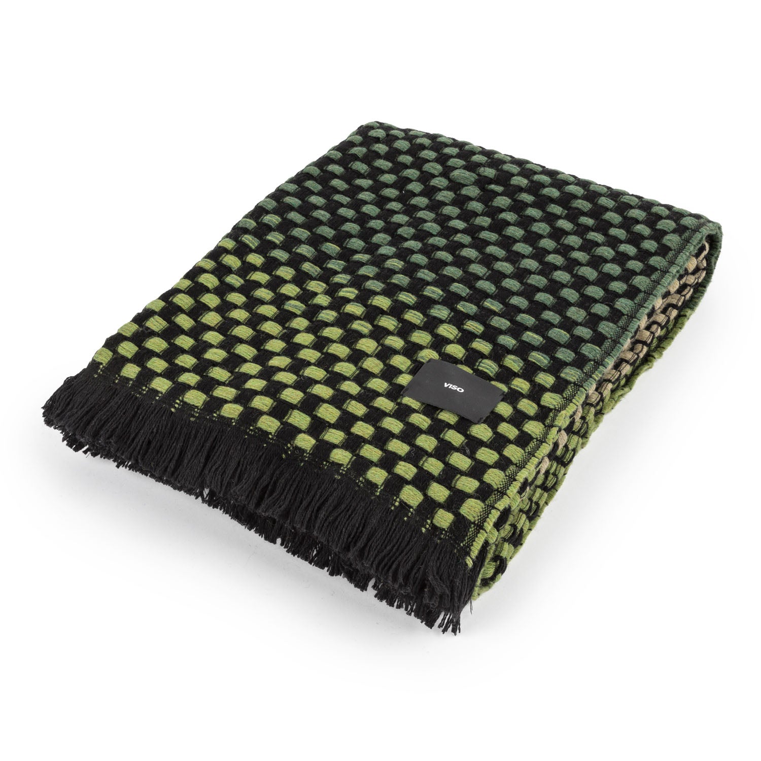 Green Gradient Basketweave Wool Blanket