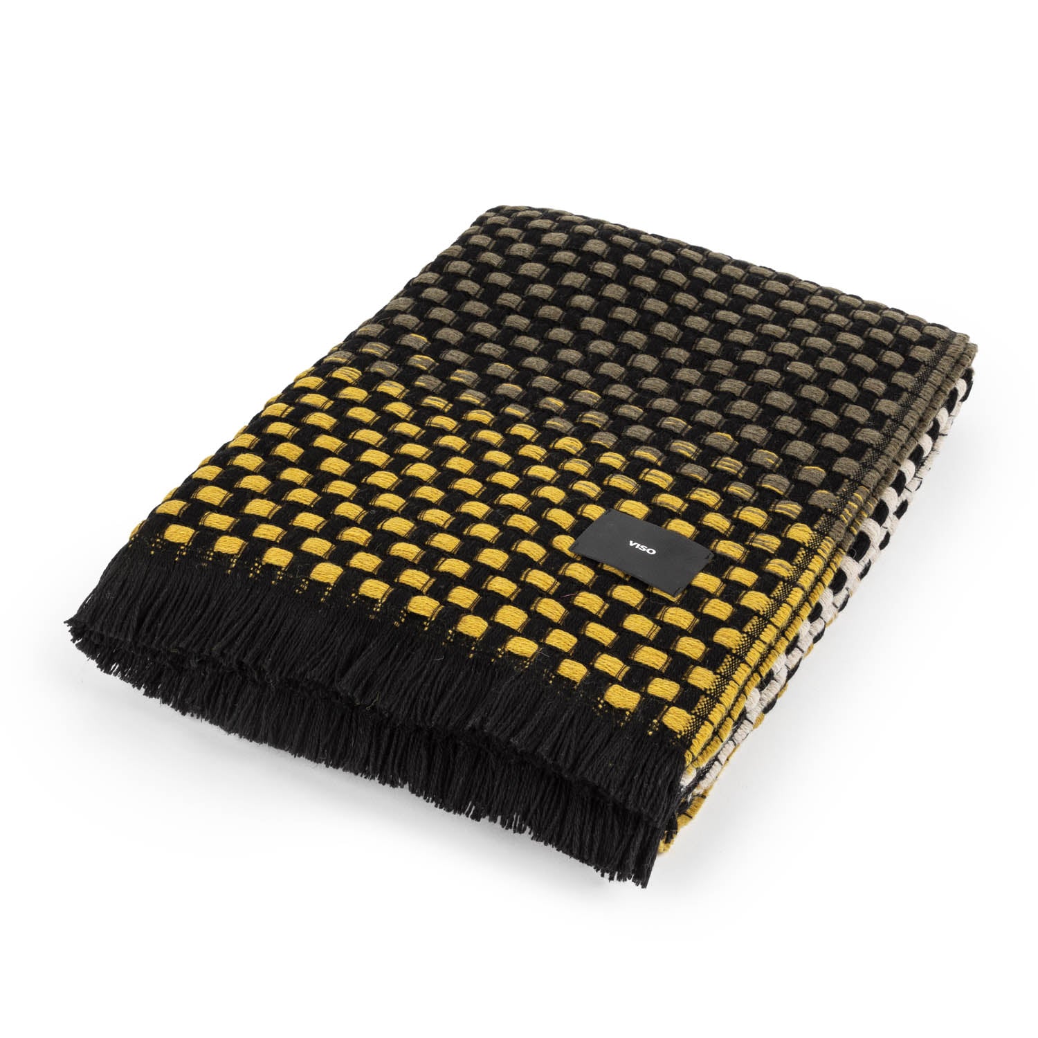Mustard Gradient Basketweave Wool Blanket