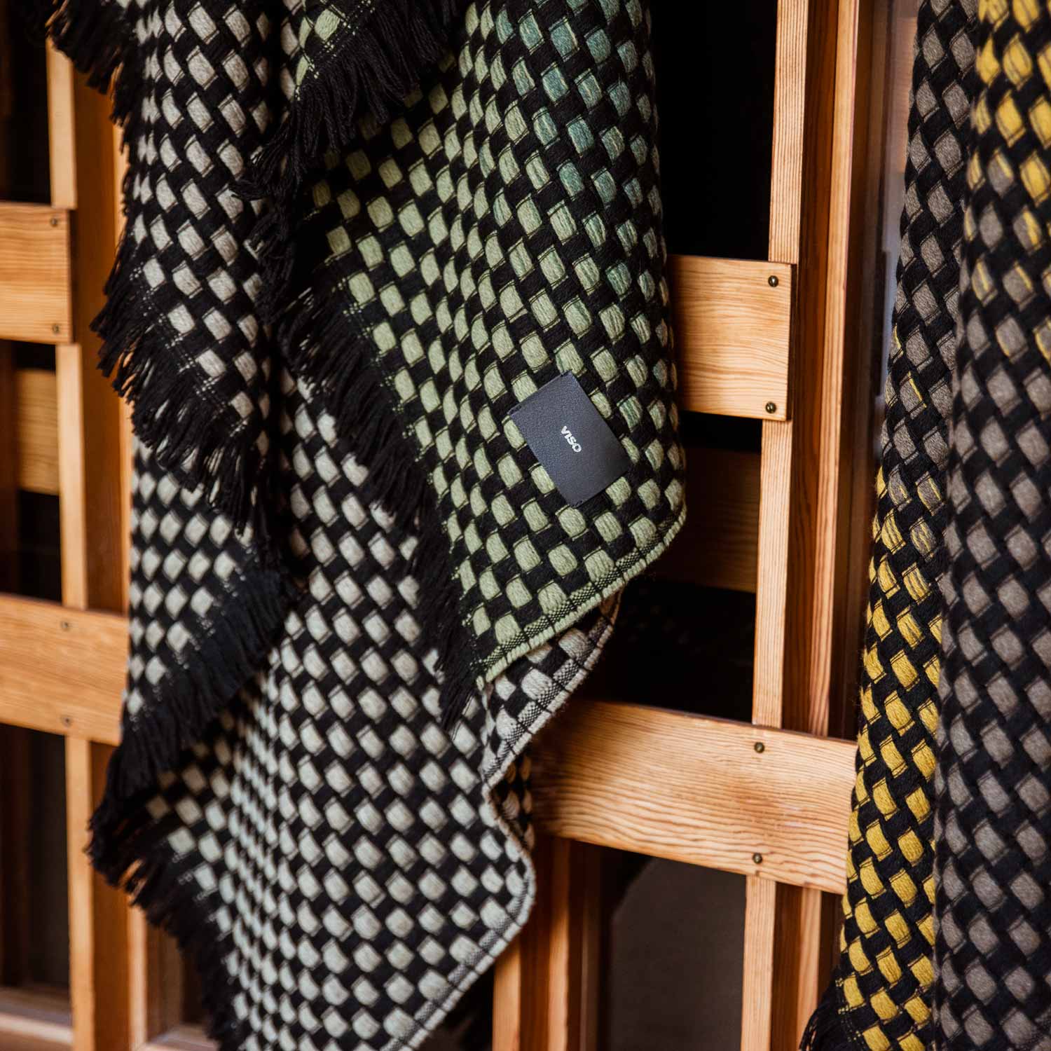 Green Gradient Basketweave Wool Blanket