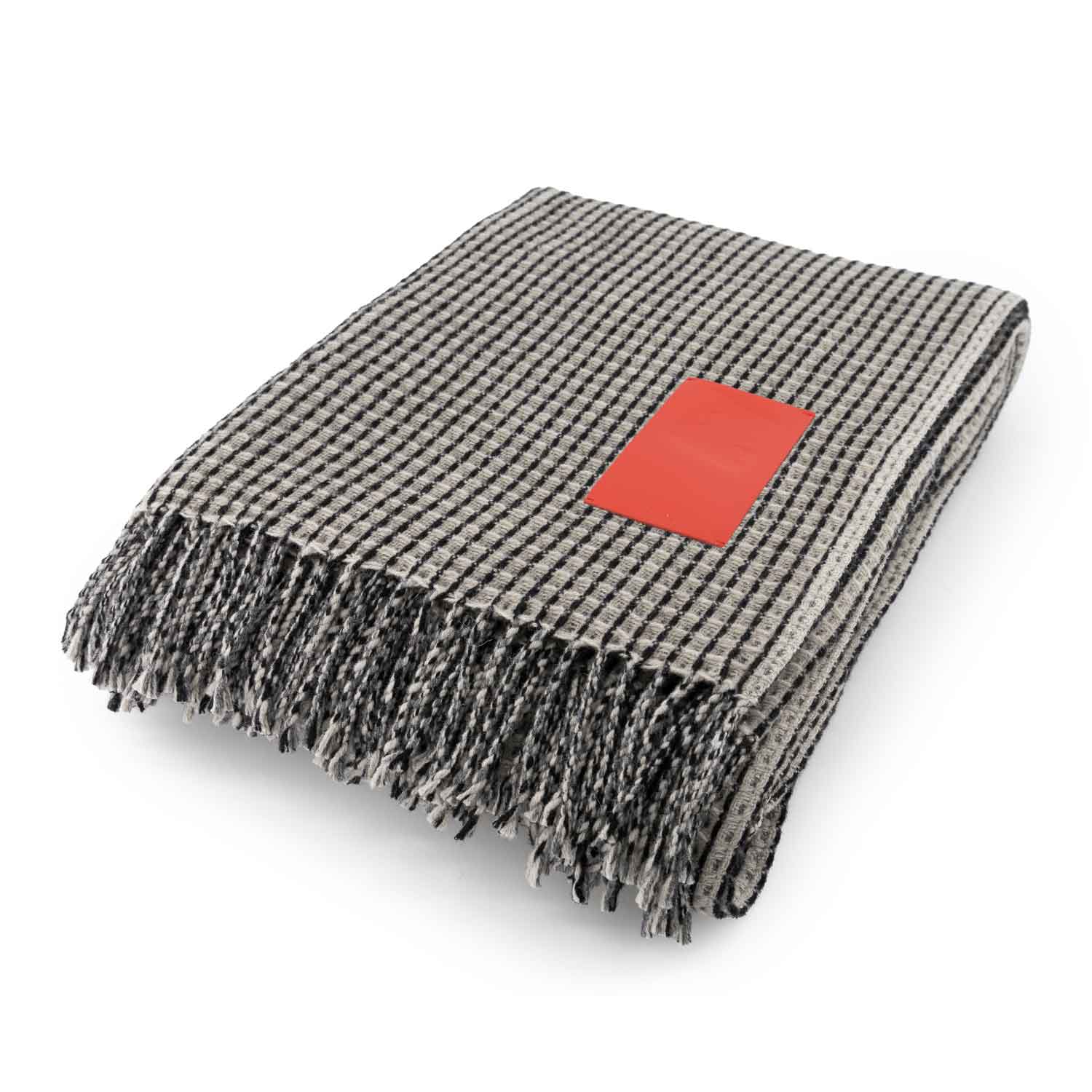Black and White Wool Honeycomb Blanket
