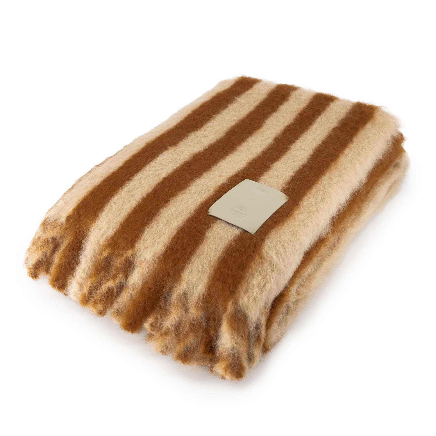 Cabana Brown Stripe Mohair Blanket