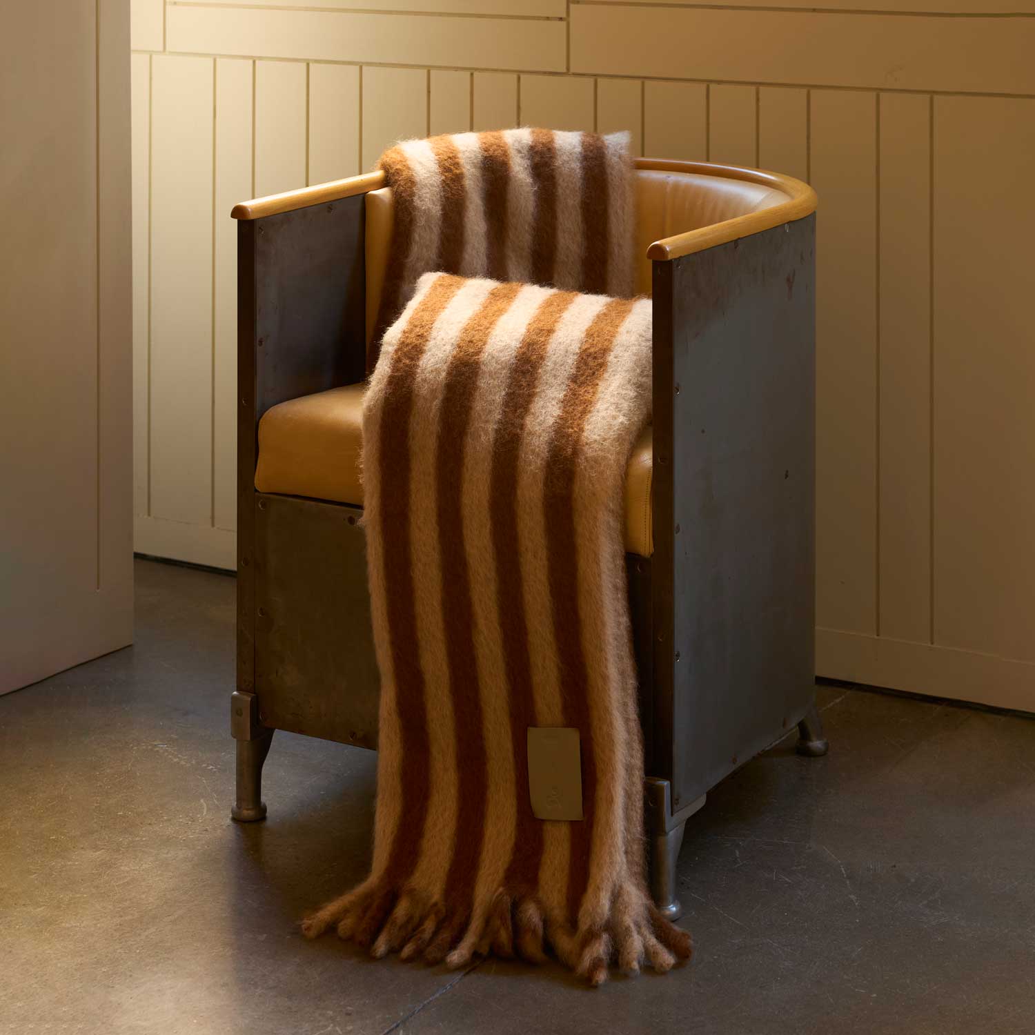 Cabana Brown Stripe Mohair Blanket