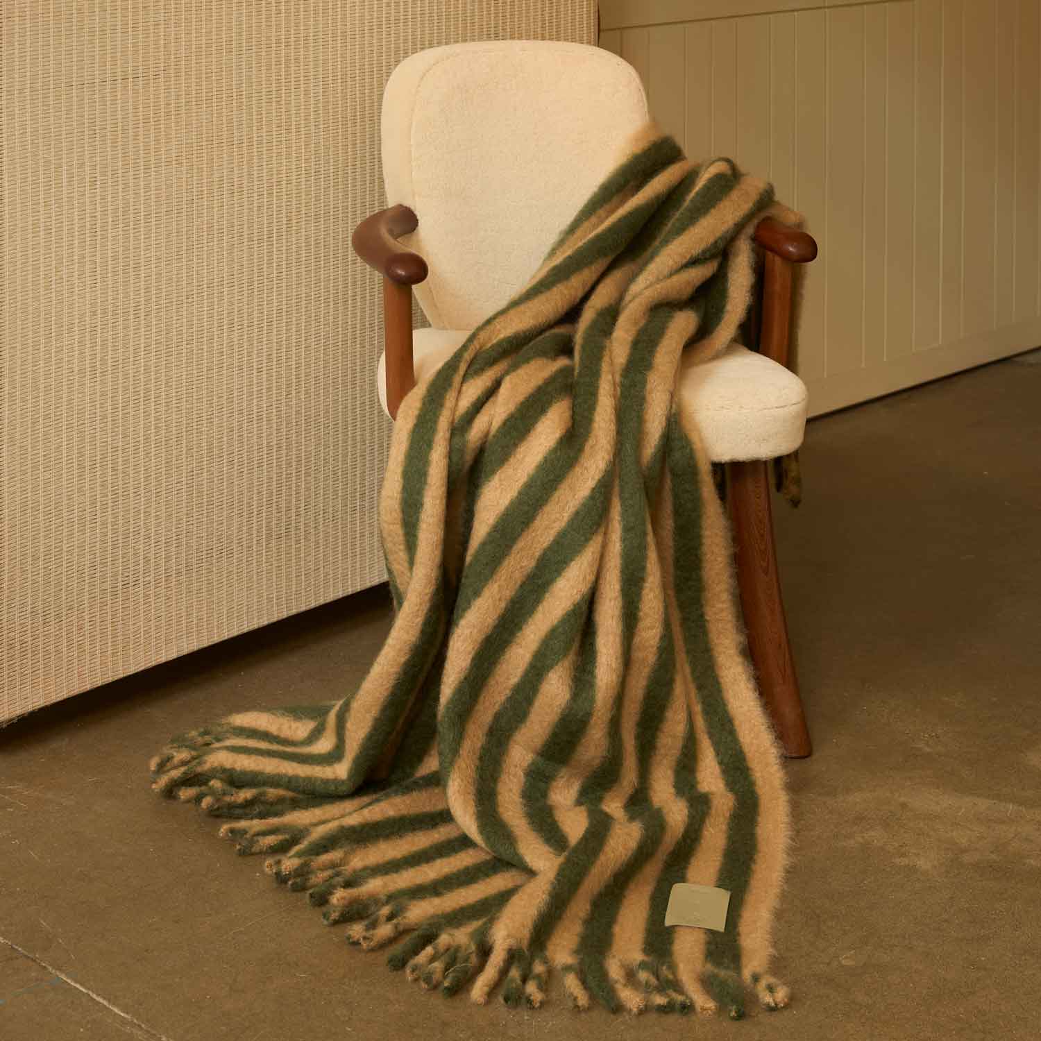 Cabana Green Stripe Mohair Blanket