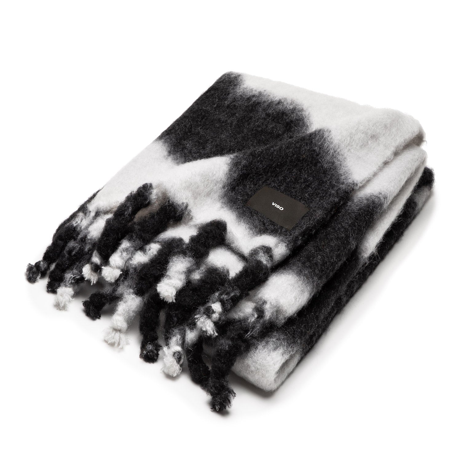 Tie Dye Black and White Mohair Blanket