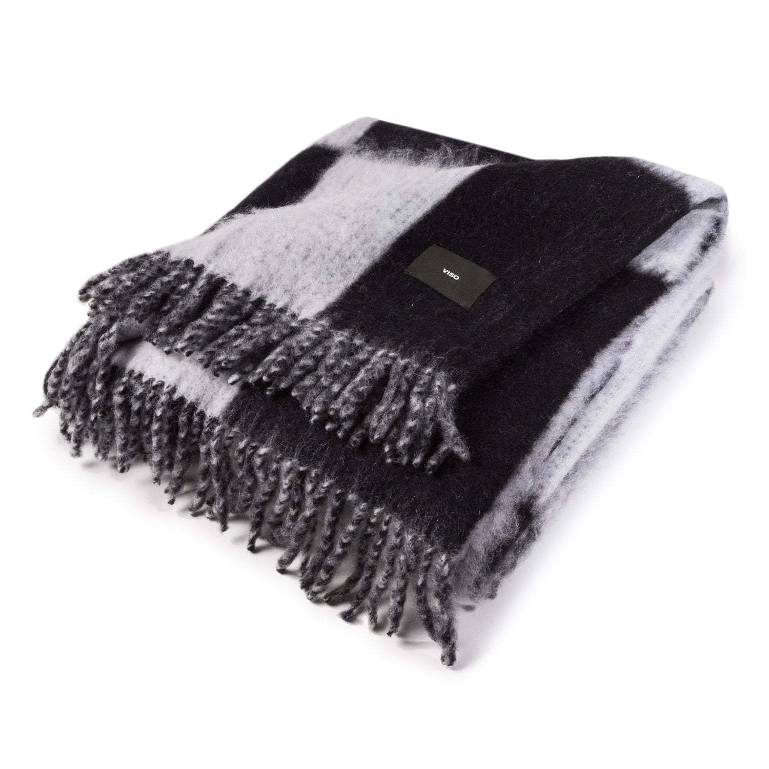 Check Black and White Mohair Blanket