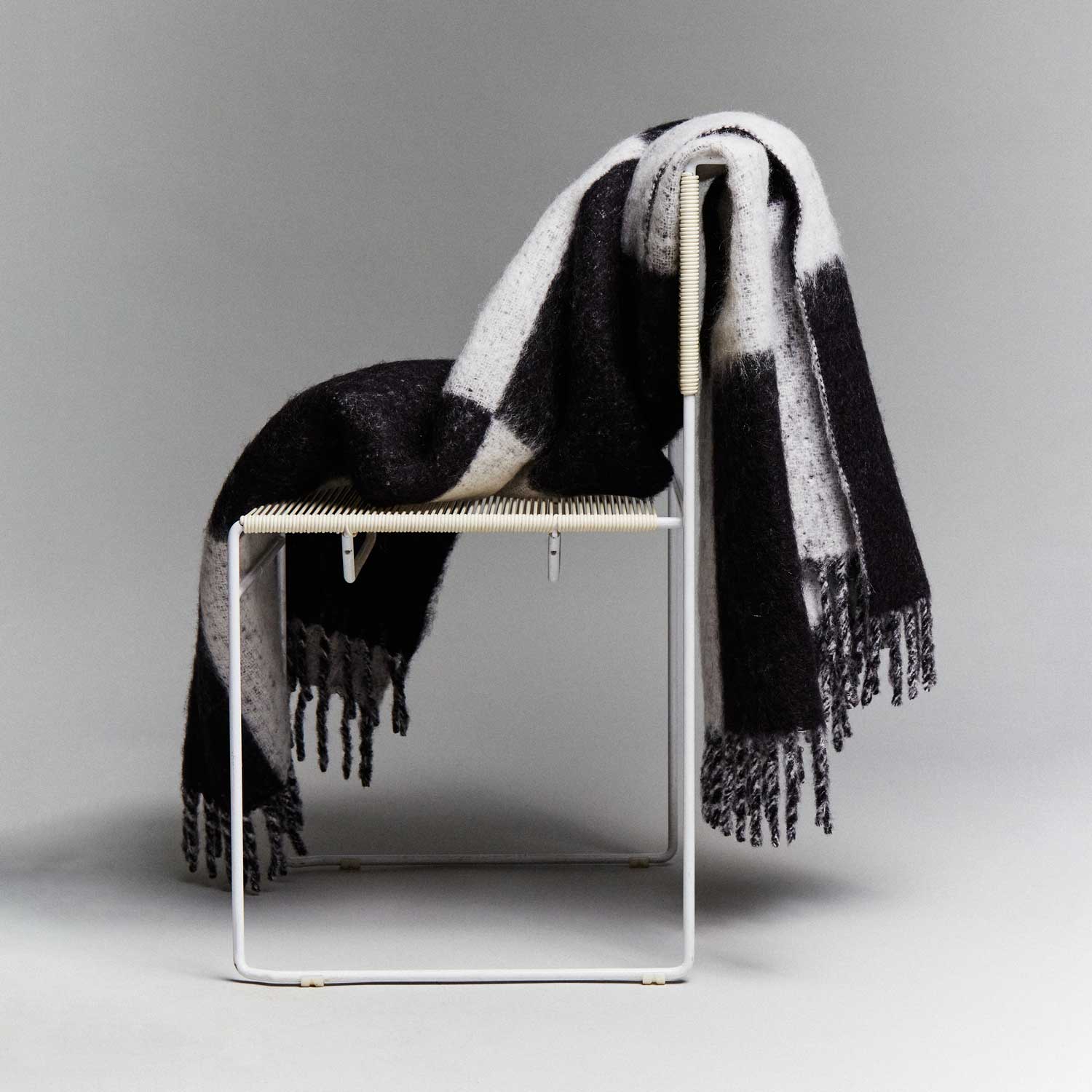 Check Black and White Mohair Blanket