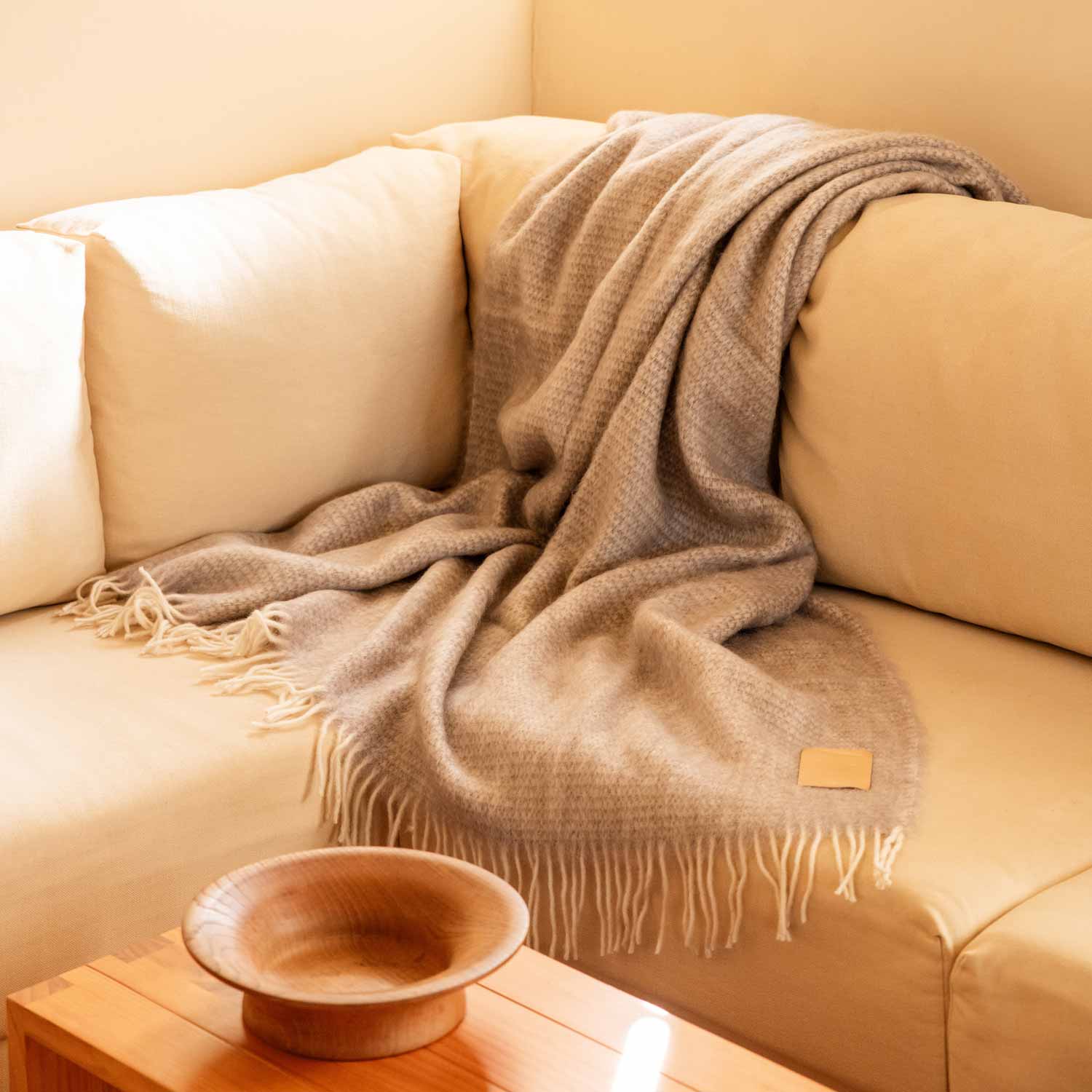 Soft Beige Mohair Blanket