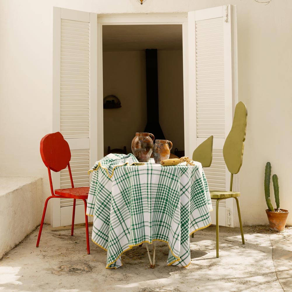 Green and yellow Trattoria Tablecloth