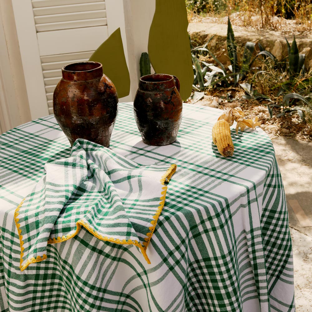 Green and yellow Trattoria Tablecloth