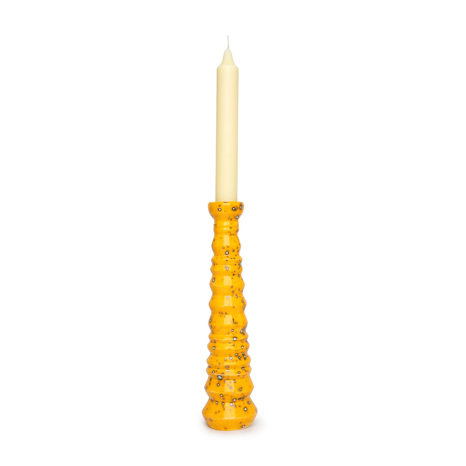 Yellow and turquoise Ceramic Candle Holder
