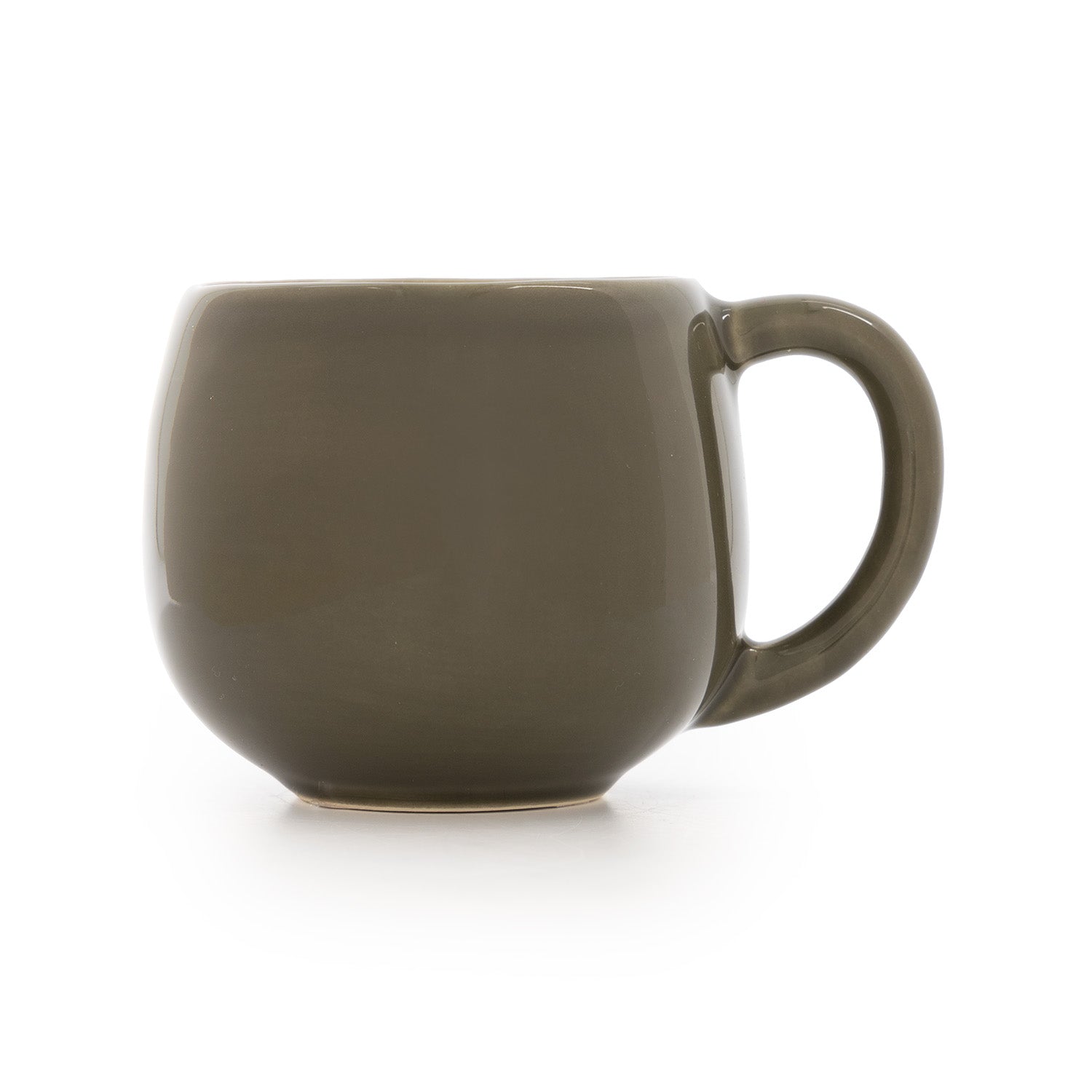 A green ceramic mug with a high-gloss finish, displayed against a white background.