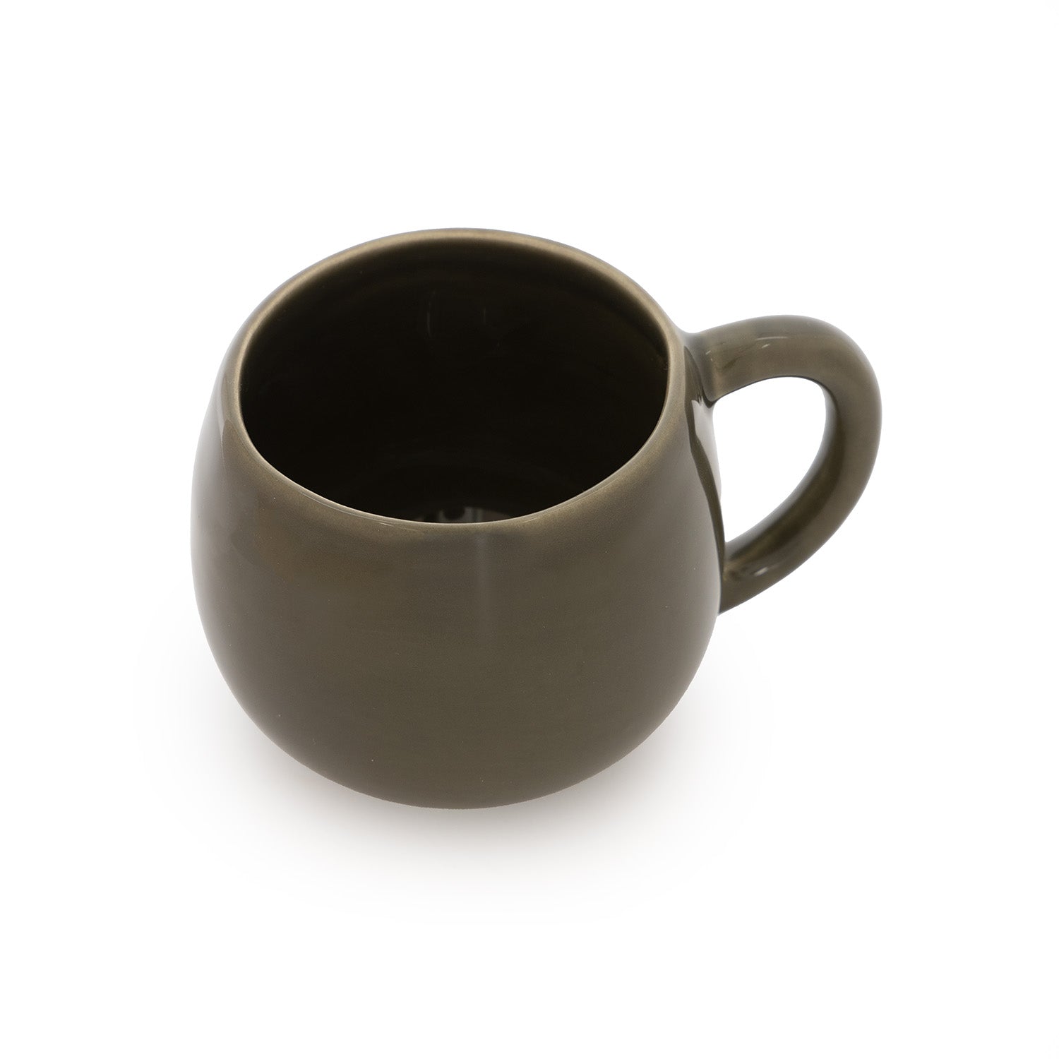 A green ceramic mug with a high-gloss finish, displayed against a white background.