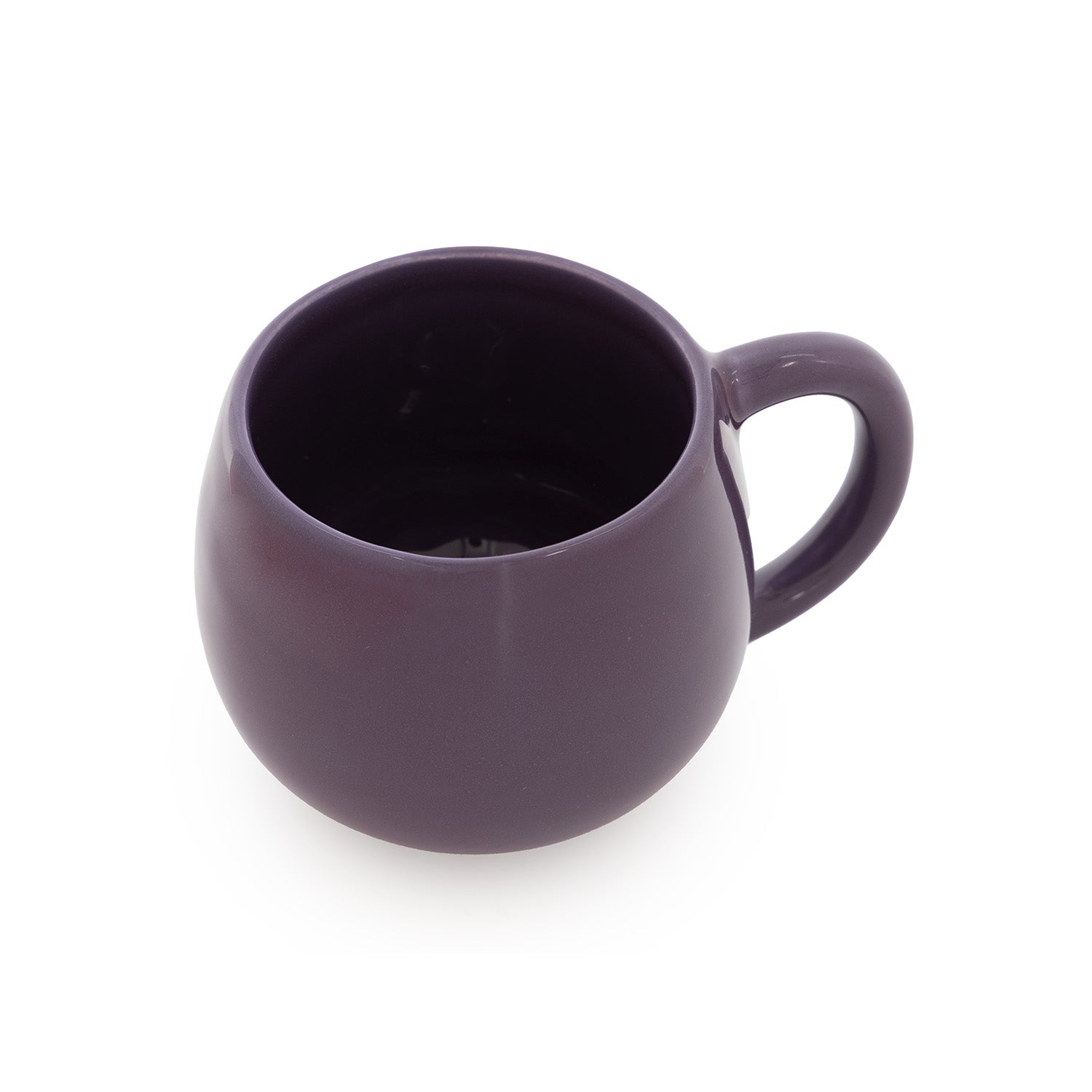 A purple ceramic mug with a high-gloss finish, on a white background.