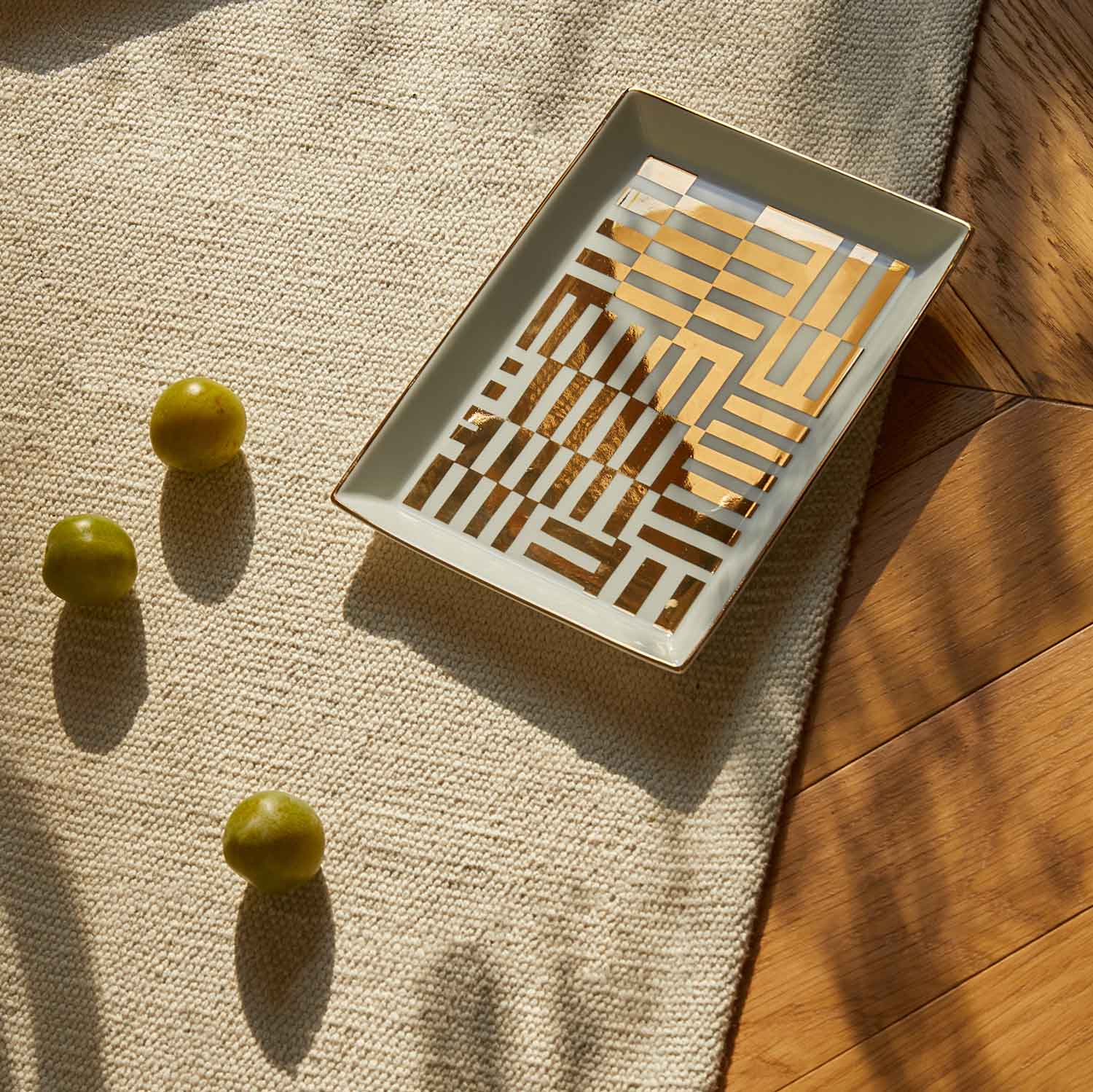 Abstract Gold Porcelain Tray