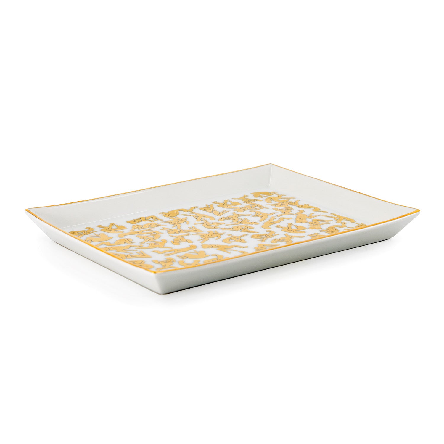 White porcelain tray featuring a pattern of Kamasutra positions.