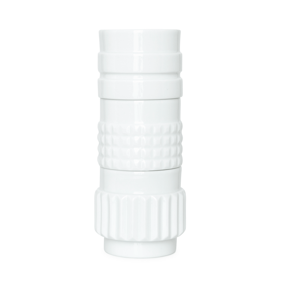 Tuercas White Porcelain Set of Three cups