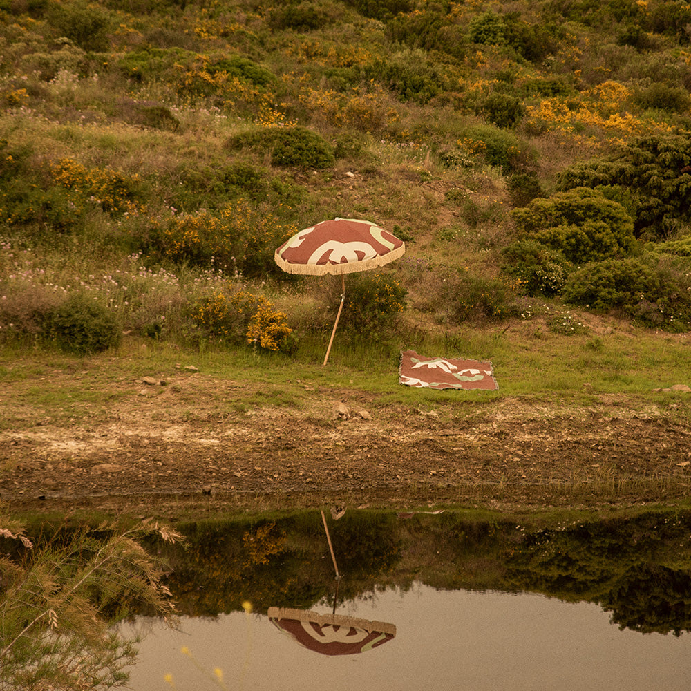 Sun umbrellas in the countryside.