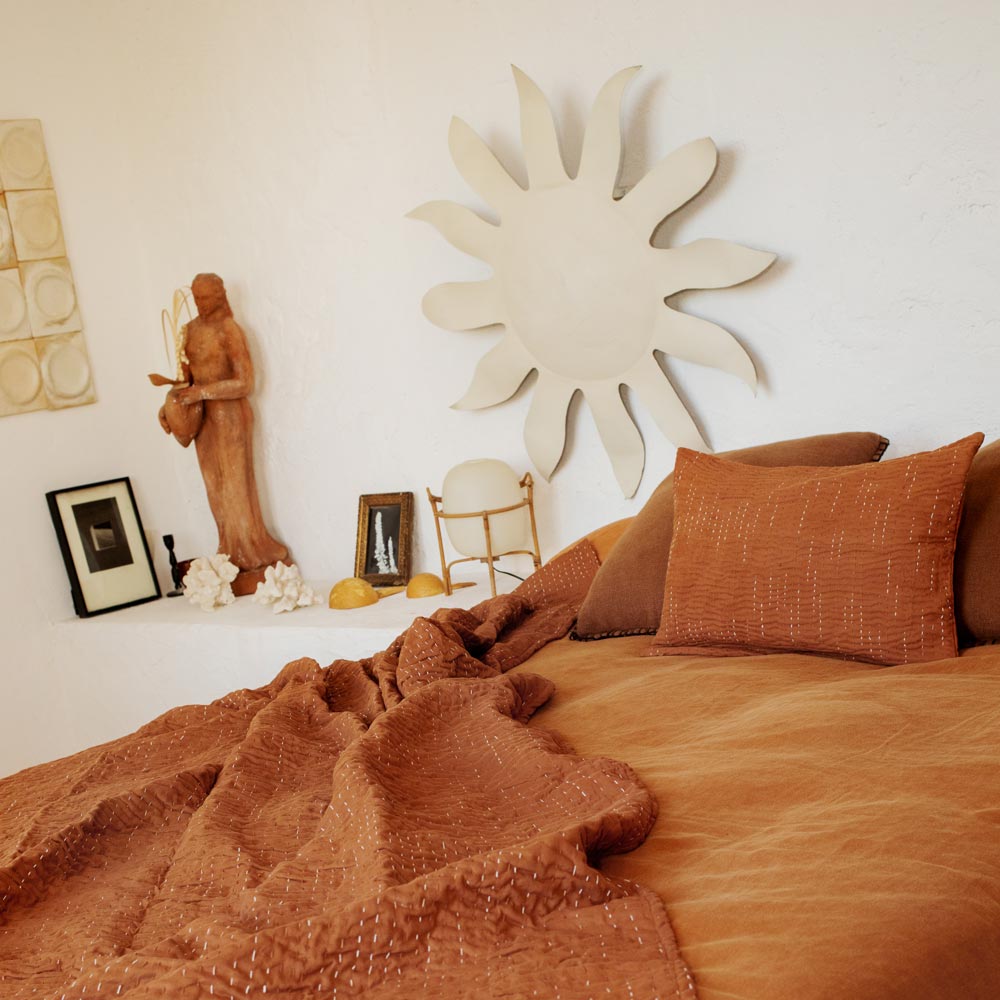 Copper Brown Botanical Cotton Bedcover