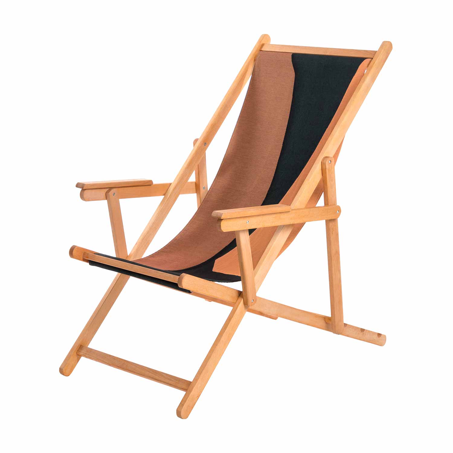 Brown and orange teak tapestry Chair