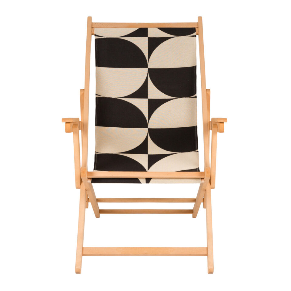 Black and white teak tapestry Chair