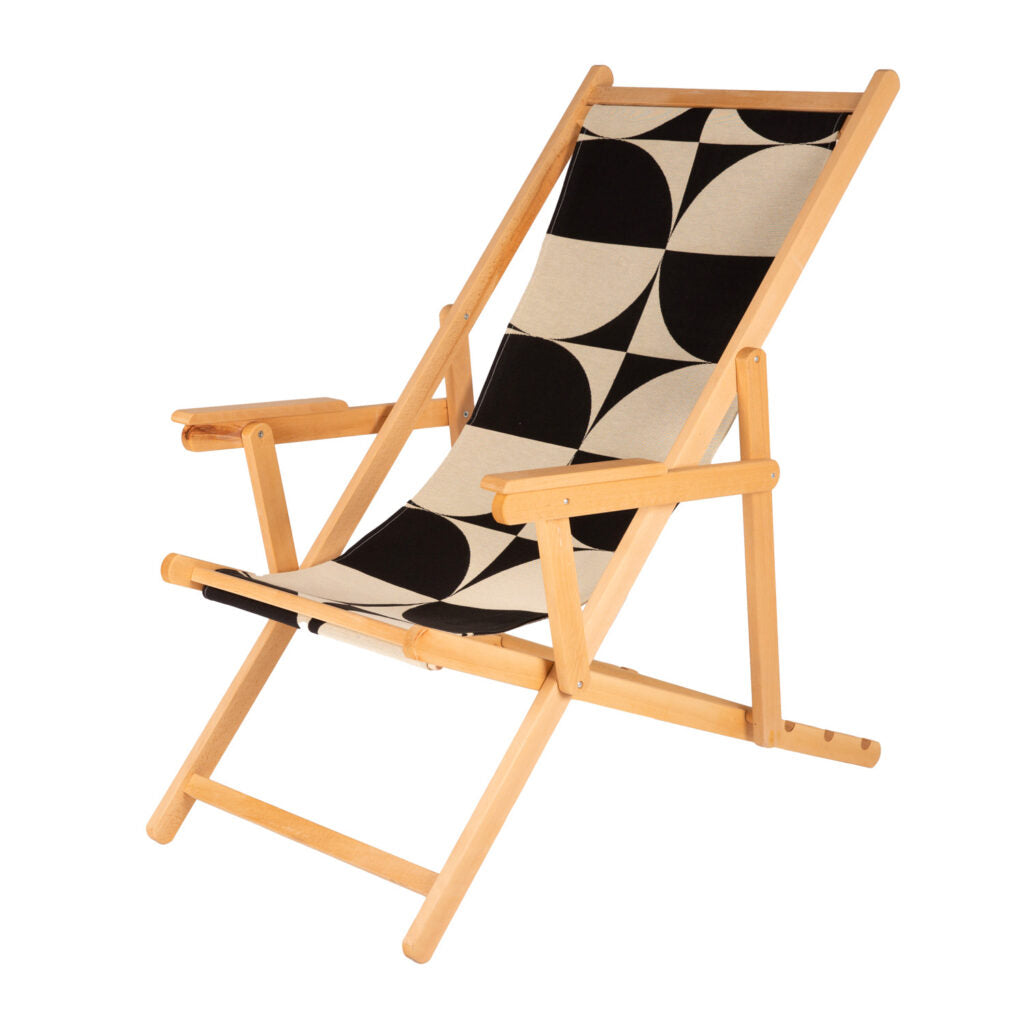 Black and white teak tapestry Chair