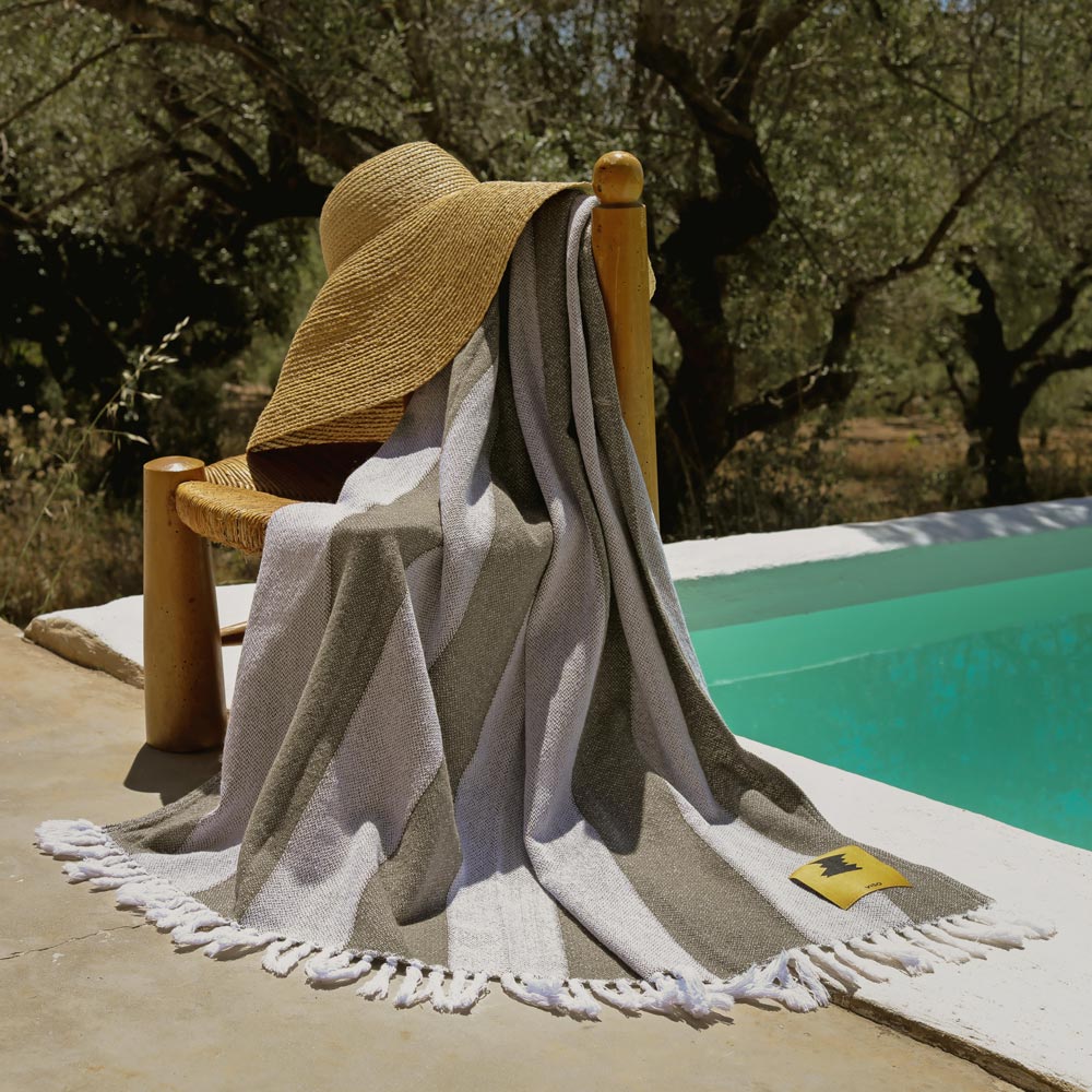 Army Green and white Beach Towel