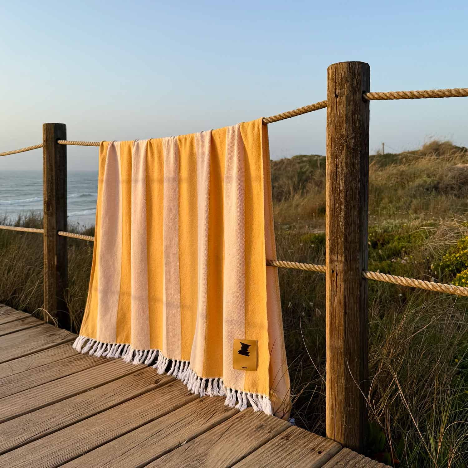 Yellow and White Beach Towel