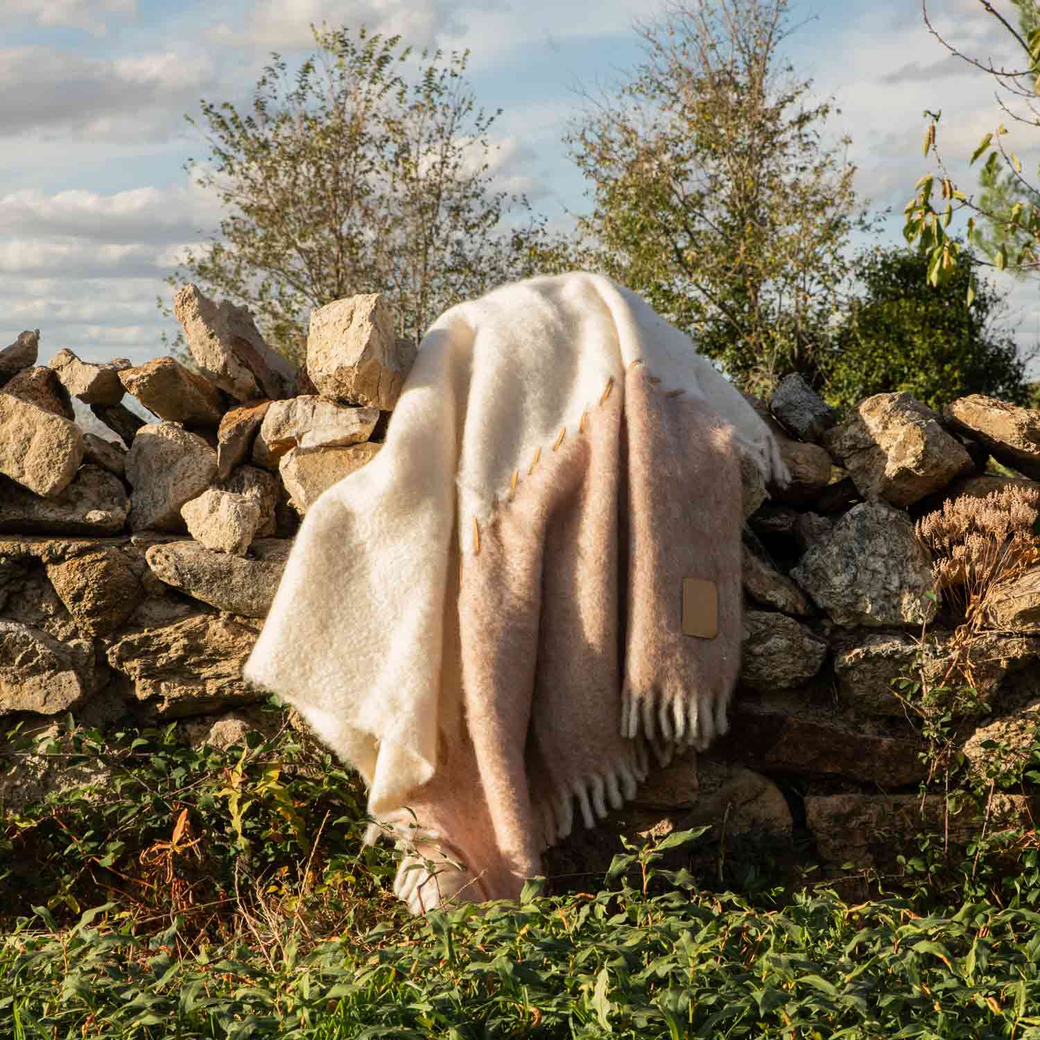 Terracota and cream Mohair Blanket
