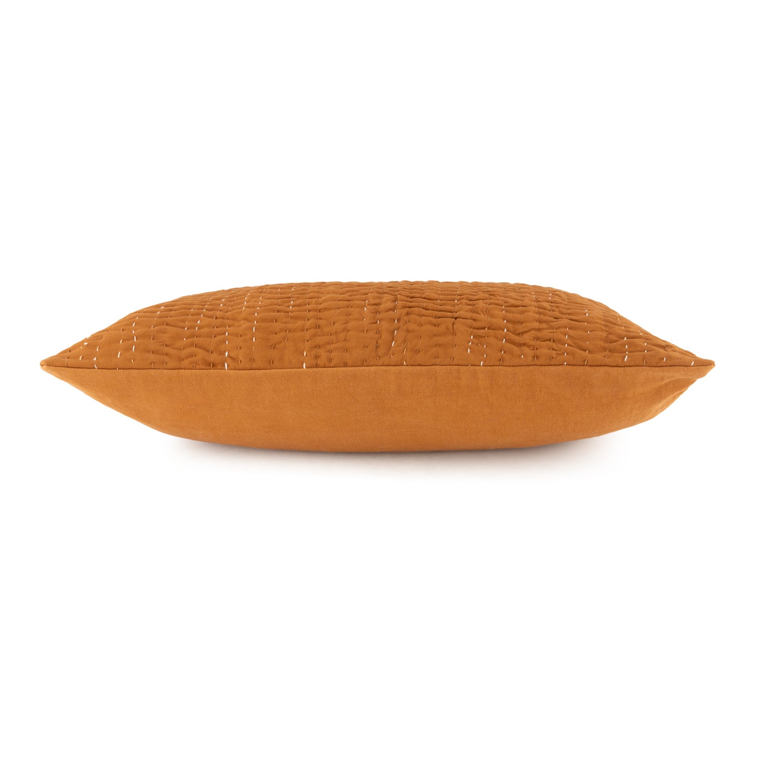 Brown textured botanical cotton pillow on a white background