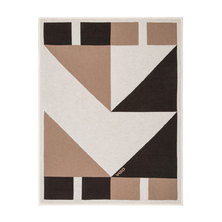 tapestry cotton jacquard white, black and brown blanket on white background
